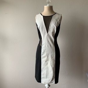 2b by bebe Black and White Color Block mesh dress